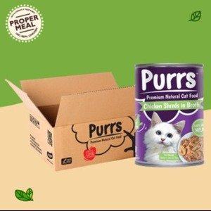 PURRS PREMIUM NATURAL TIN FOOD – Chicken Shreds in Broth